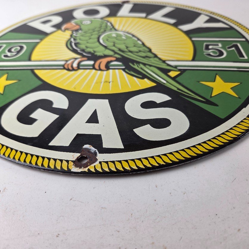 Vintage Polly Motor Oil Sign - Porcelain Advertisement Gasoline Pump Sign - Image 10