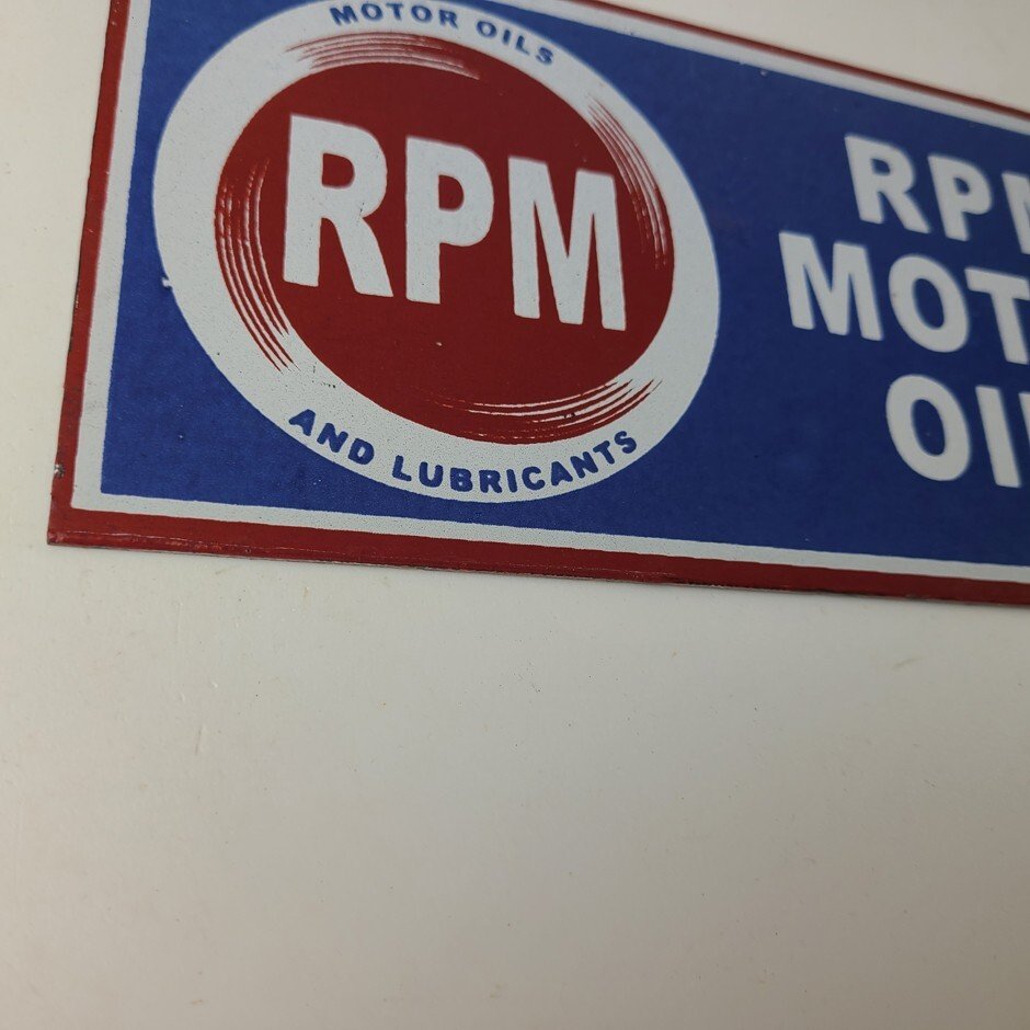 Vintage RPM Motor Oil Sign - Gas Service Station Pump Porcelain Sign - Image 6