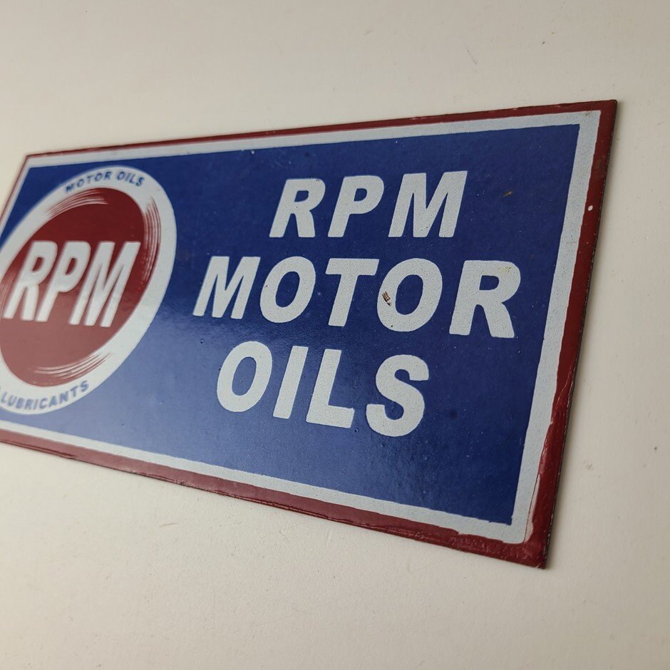 Vintage RPM Motor Oil Sign - Gas Service Station Pump Porcelain Sign - Image 8