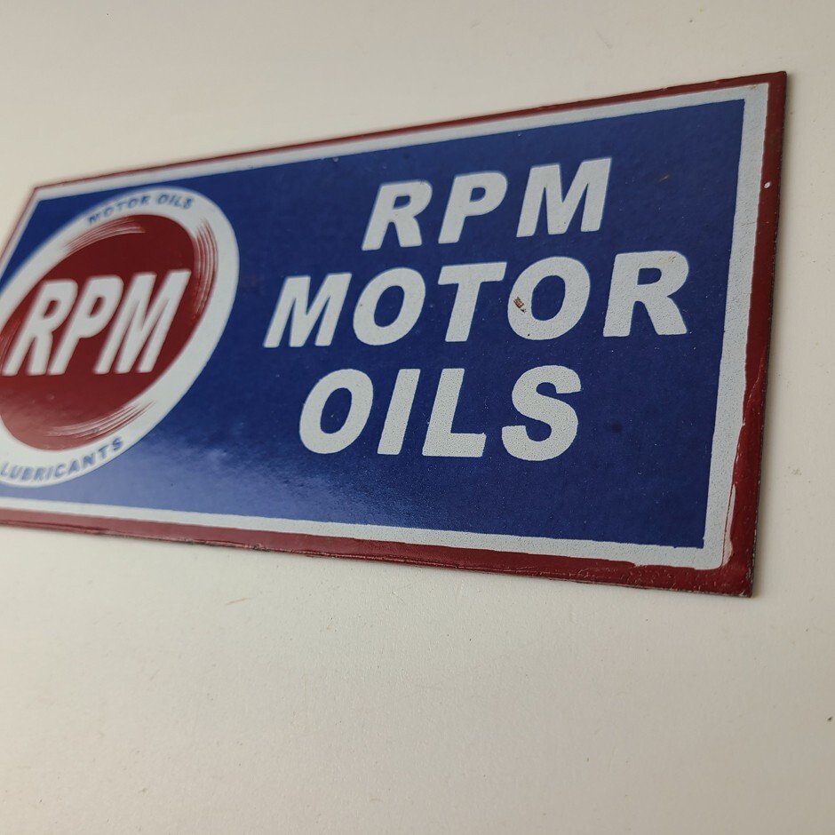 Vintage RPM Motor Oil Sign - Gas Service Station Pump Porcelain Sign - Image 9
