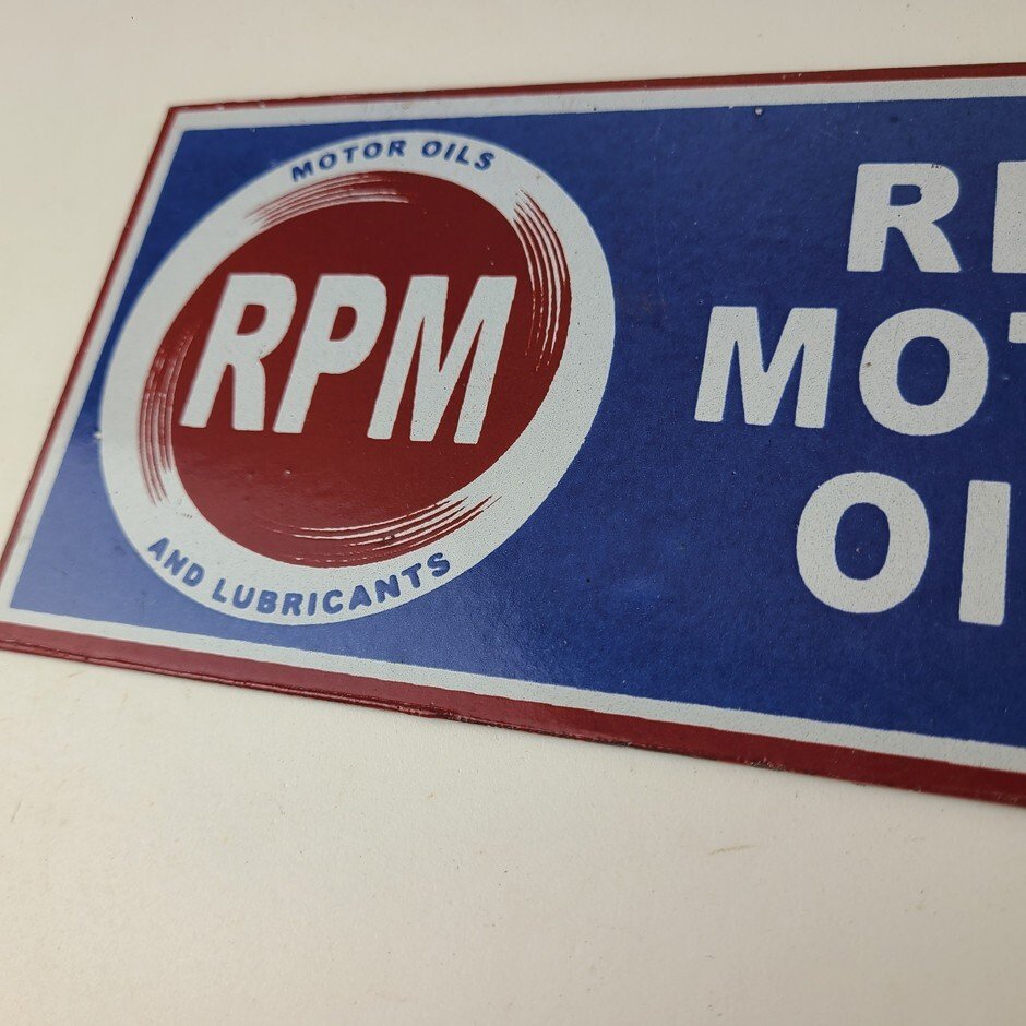 Vintage RPM Motor Oil Sign - Gas Service Station Pump Porcelain Sign - Image 10