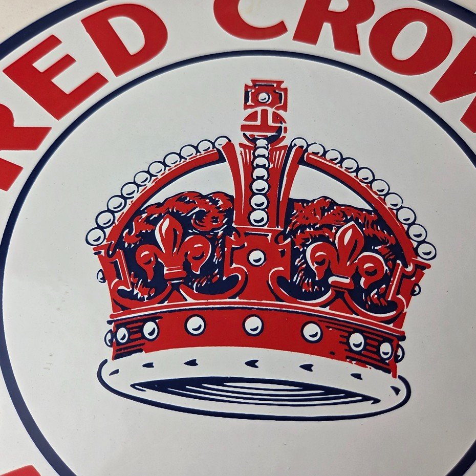 Vintage Red Crown Gasoline Sign - Porcelain Service Station Gas Pump Sign - Image 3