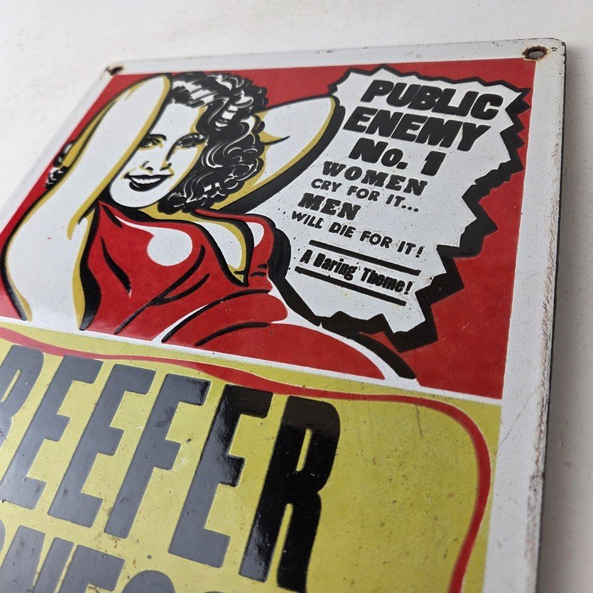 Vintage Reefer Madness Porcelain Sign - Adults Only Propaganda Sign - Image 12