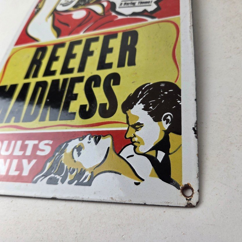 Vintage Reefer Madness Porcelain Sign - Adults Only Propaganda Sign - Image 14