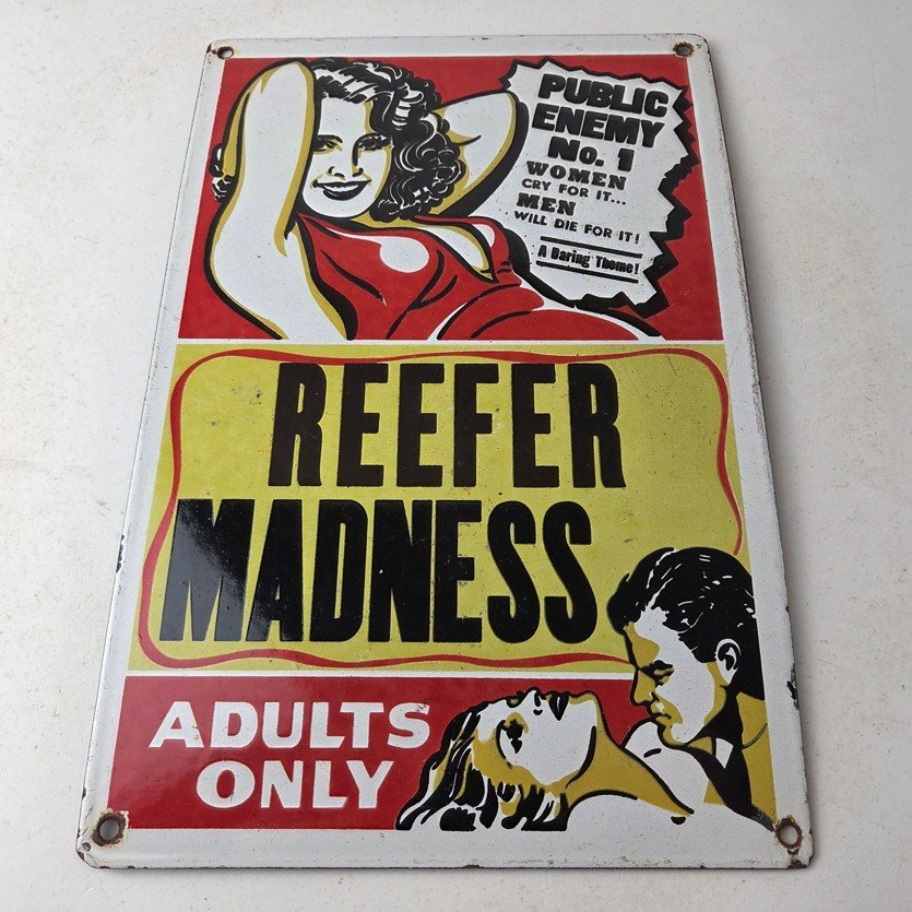 Vintage Reefer Madness Porcelain Sign - Adults Only Propaganda Sign - Image 15