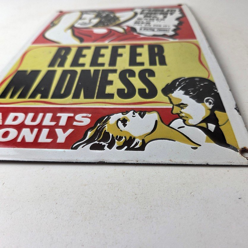 Vintage Reefer Madness Porcelain Sign - Adults Only Propaganda Sign - Image 10