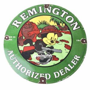Vintage Remington Firearms Sign - Sales Dealer Gas Pump Porcelain Sign