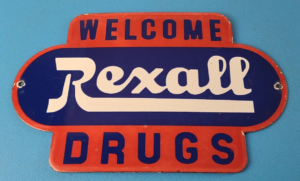 Vintage Rexall Drugs Porcelain Sign General Store Country Gas Pump Plate Sign 305863706279