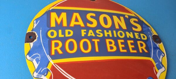 Vintage Root Beer Sign Masons Old Fashioned Beverage Piggly Gas Oil Pump Sign 305767090749 5