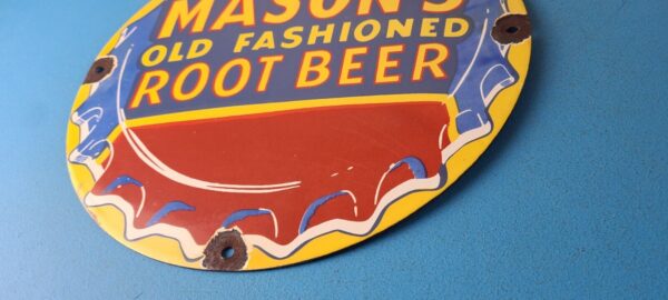 Vintage Root Beer Sign Masons Old Fashioned Beverage Piggly Gas Oil Pump Sign 305767090749 9