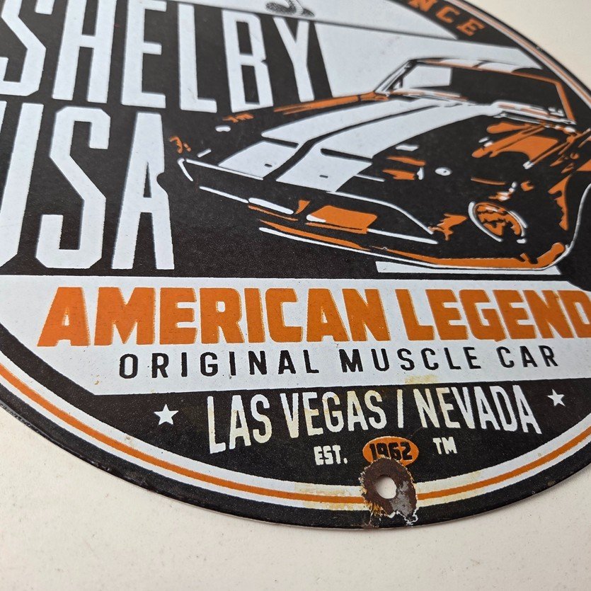 Vintage Shelby Porcelain Sign - American Legend Ford Gas Pump Racing Sign - Image 11