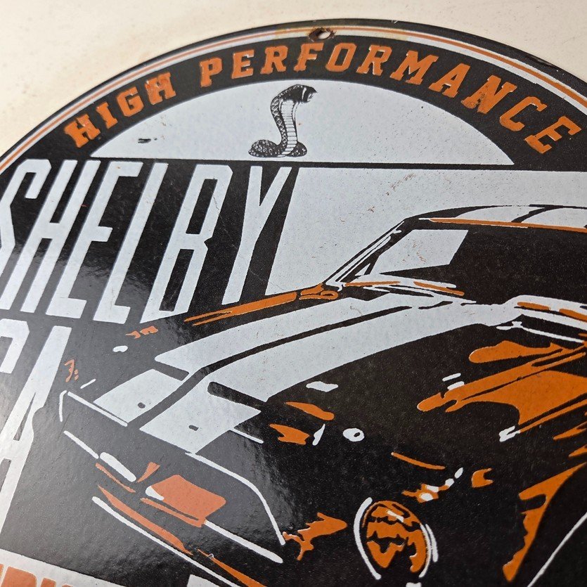 Vintage Shelby Porcelain Sign - American Legend Ford Gas Pump Racing Sign - Image 12