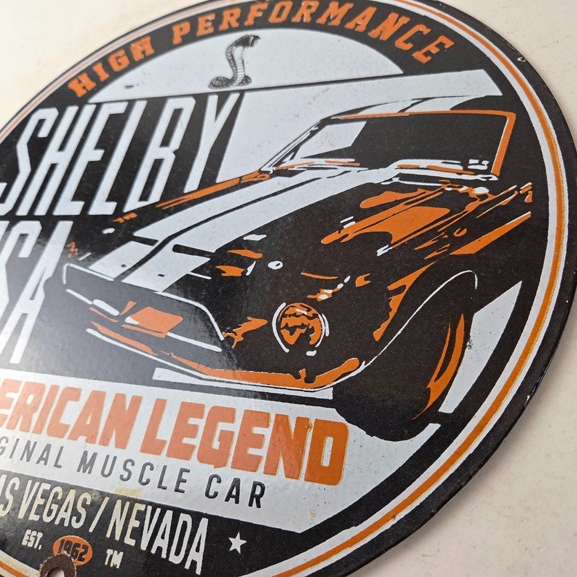 Vintage Shelby Porcelain Sign - American Legend Ford Gas Pump Racing Sign - Image 13
