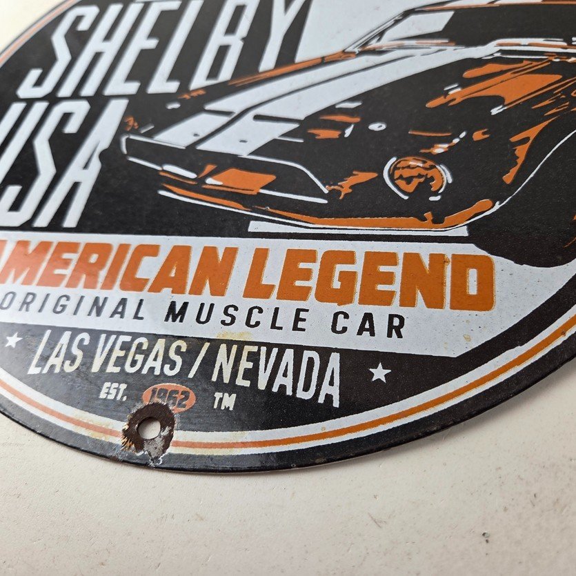 Vintage Shelby Porcelain Sign - American Legend Ford Gas Pump Racing Sign - Image 14