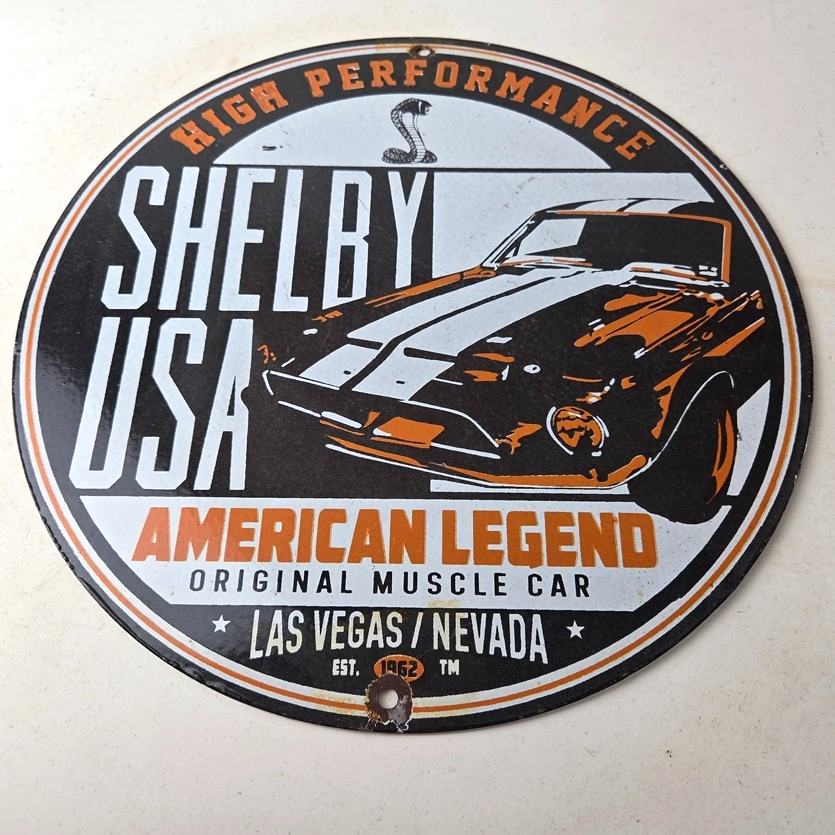 Vintage Shelby Porcelain Sign - American Legend Ford Gas Pump Racing Sign - Image 15