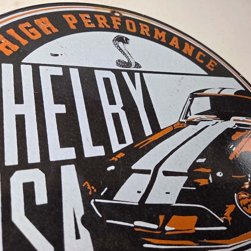 Vintage Shelby Porcelain Sign - American Legend Ford Gas Pump Racing Sign - Image 5