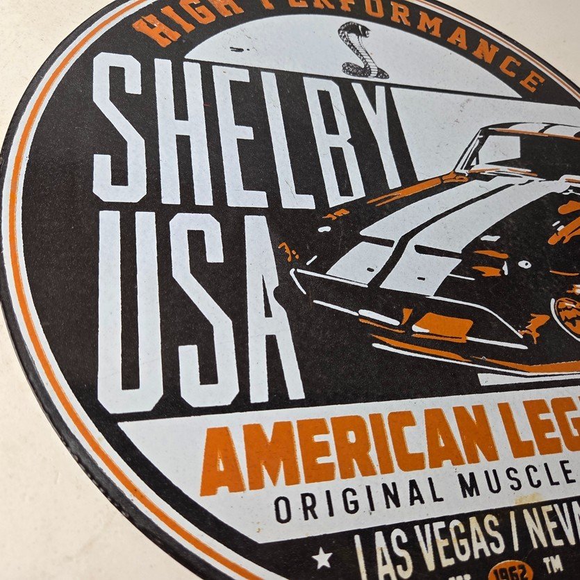 Vintage Shelby Porcelain Sign - American Legend Ford Gas Pump Racing Sign - Image 6