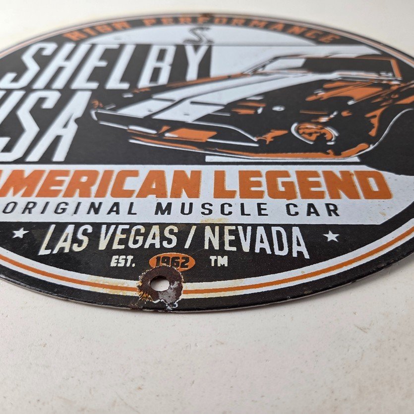 Vintage Shelby Porcelain Sign - American Legend Ford Gas Pump Racing Sign - Image 10