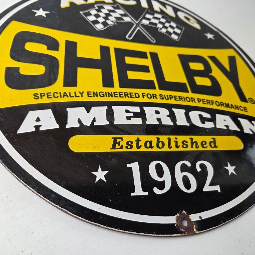 Vintage Shelby Porcelain Sign - American Shelby Service Gas Pump Racing Sign - Image 11