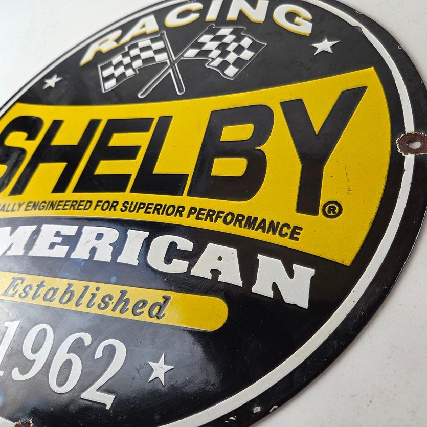 Vintage Shelby Porcelain Sign - American Shelby Service Gas Pump Racing Sign - Image 13