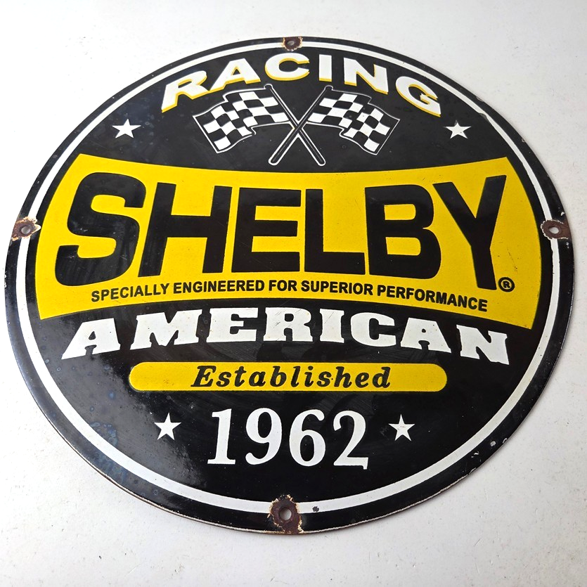 Vintage Shelby Porcelain Sign - American Shelby Service Gas Pump Racing Sign - Image 15
