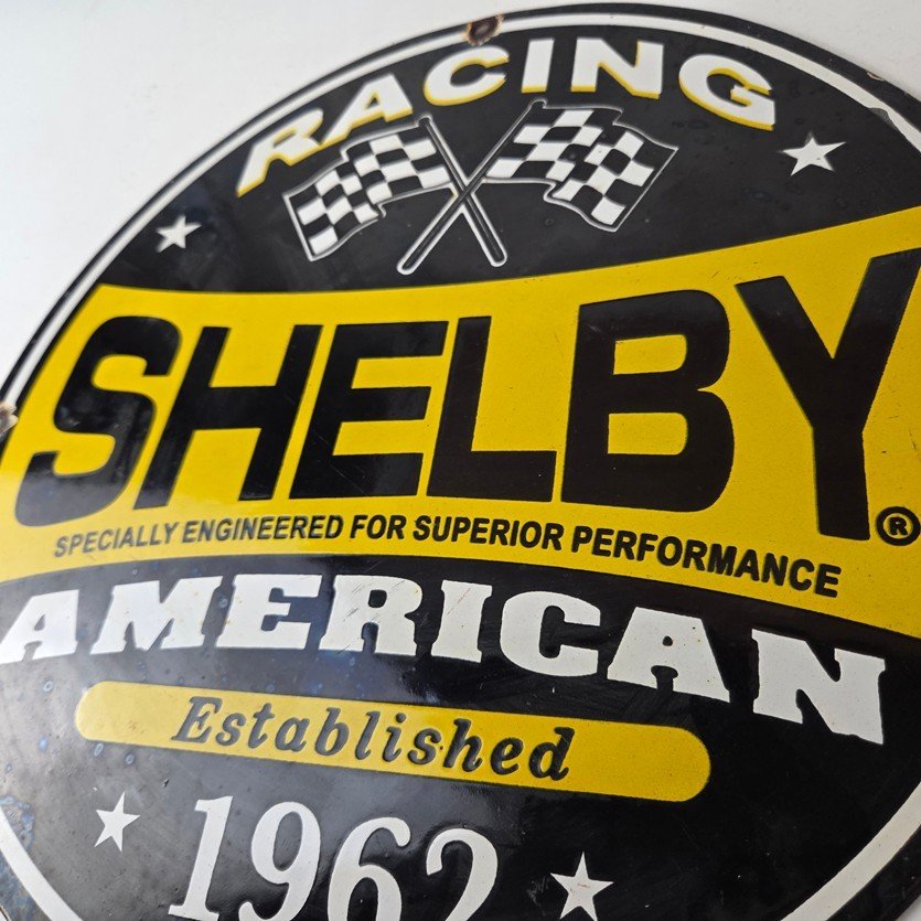 Vintage Shelby Porcelain Sign - American Shelby Service Gas Pump Racing Sign - Image 4