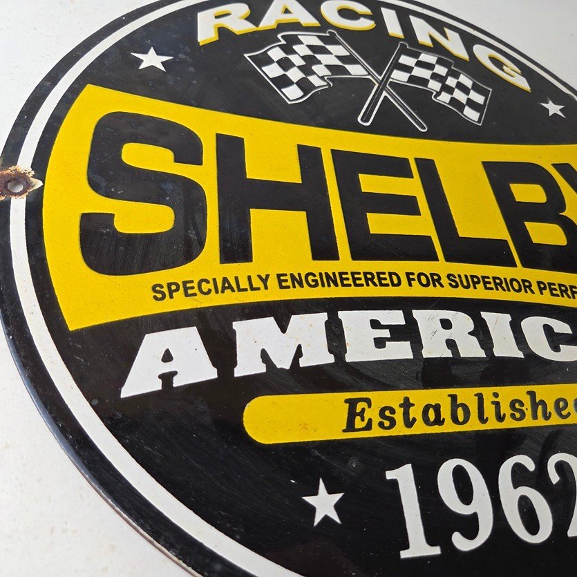 Vintage Shelby Porcelain Sign - American Shelby Service Gas Pump Racing Sign - Image 6