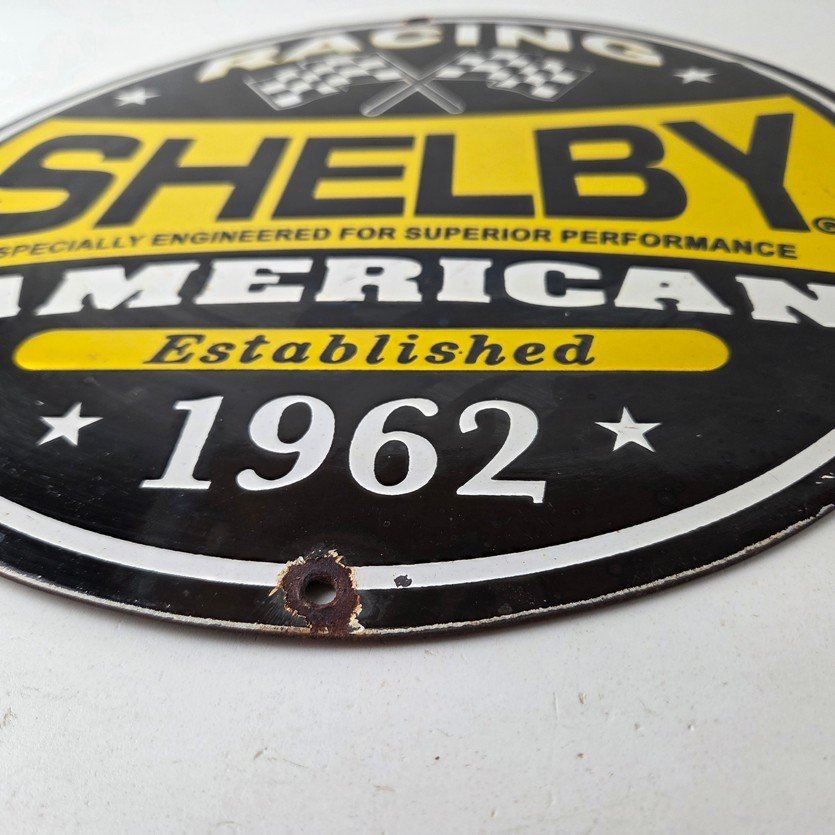 Vintage Shelby Porcelain Sign - American Shelby Service Gas Pump Racing Sign - Image 10