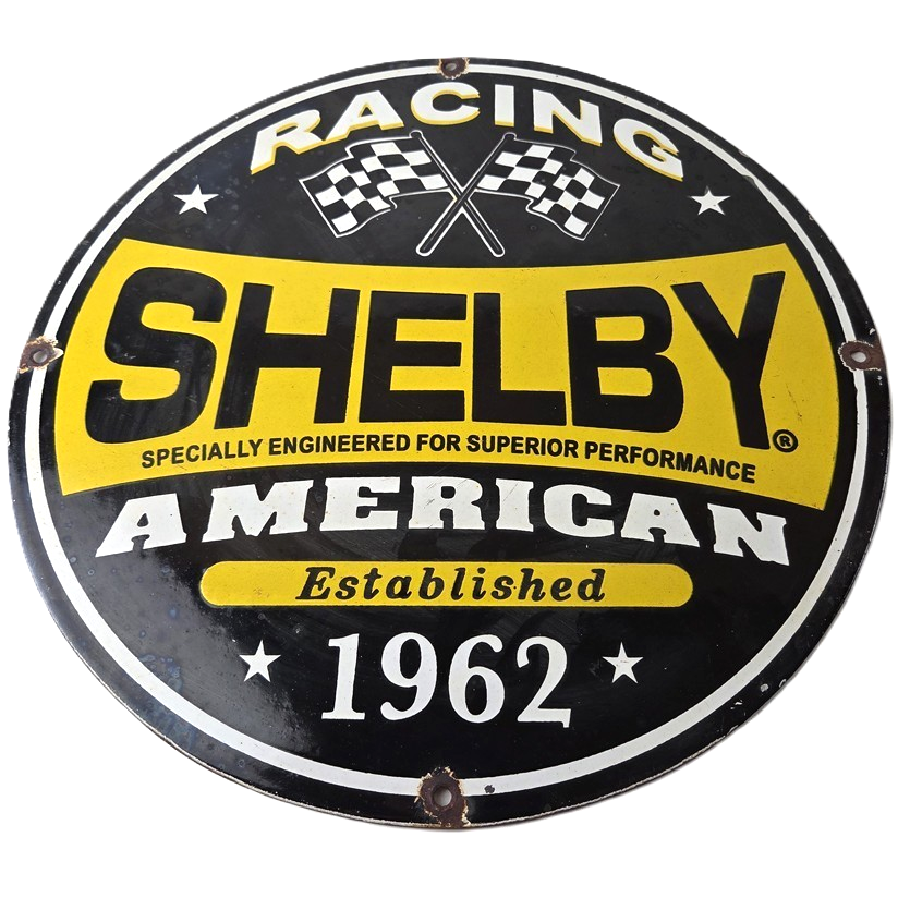 Vintage Shelby Porcelain Sign - American Shelby Service Gas Pump Racing Sign