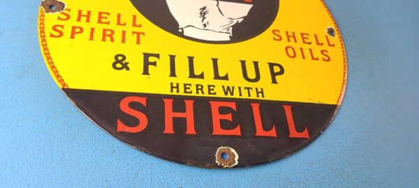 Vintage Shell Gasoline Sign Fill Up Automobile Car Gas Pump Service Sign 305438559469 6