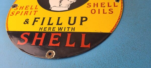 Vintage Shell Gasoline Sign Fill Up Automobile Car Gas Pump Service Sign 305438559469 9