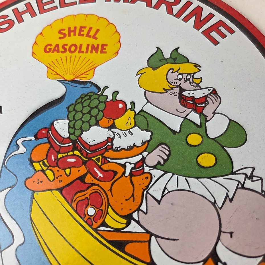 Vintage Shell Gasoline Sign - Little Lotta Gas Oil Pump Porcelain Sign - Image 3