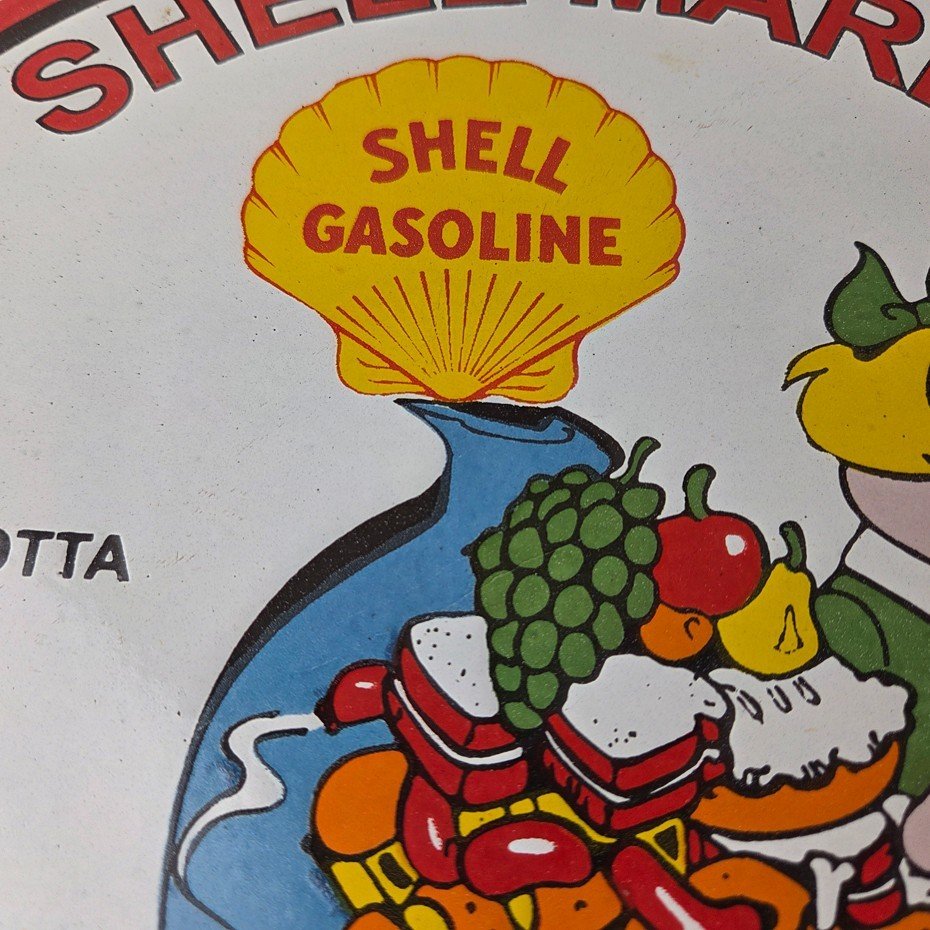 Vintage Shell Gasoline Sign - Little Lotta Gas Oil Pump Porcelain Sign - Image 4