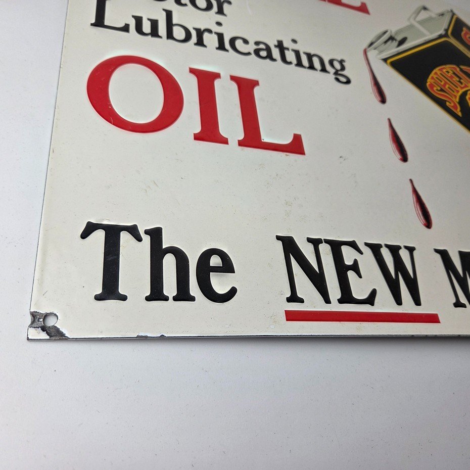 Vintage Shell Motor Oil Sign - 20" Gas Pump Station Porcelain Advertising Sign - Image 12