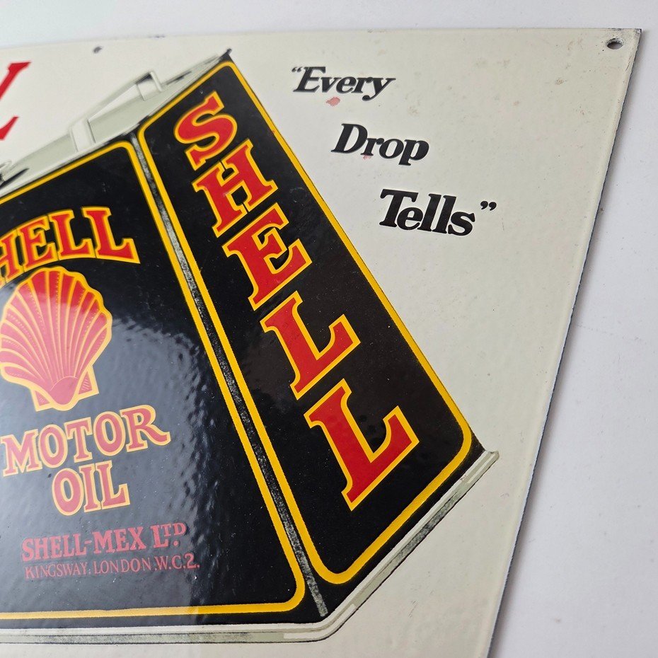 Vintage Shell Motor Oil Sign - 20" Gas Pump Station Porcelain Advertising Sign - Image 13