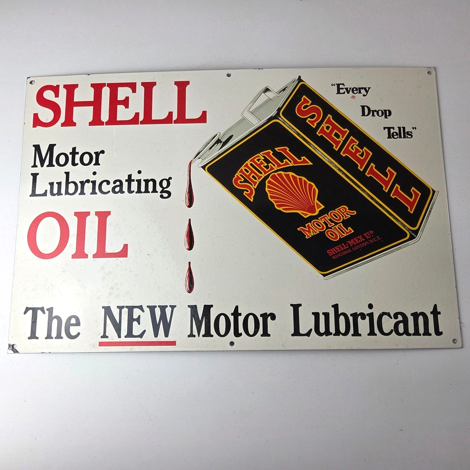Vintage Shell Motor Oil Sign - 20" Gas Pump Station Porcelain Advertising Sign - Image 16
