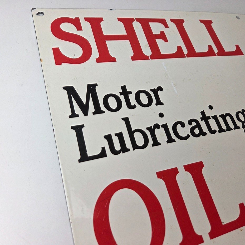 Vintage Shell Motor Oil Sign - 20" Gas Pump Station Porcelain Advertising Sign - Image 5