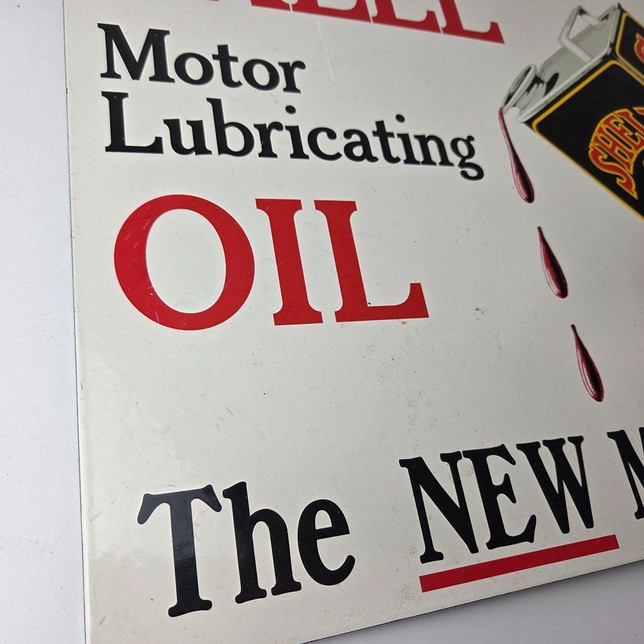 Vintage Shell Motor Oil Sign - 20" Gas Pump Station Porcelain Advertising Sign - Image 6