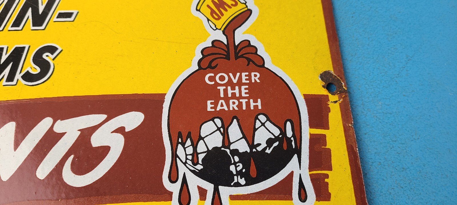 Vintage Sherwin Williams Sign - Custom Paints Porcelain Gas Oil Pump Sign - Image 3