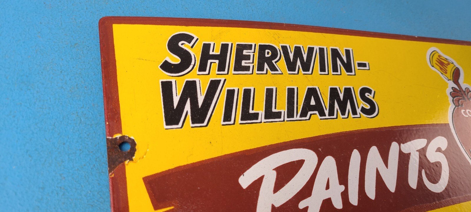 Vintage Sherwin Williams Sign - Custom Paints Porcelain Gas Oil Pump Sign - Image 5