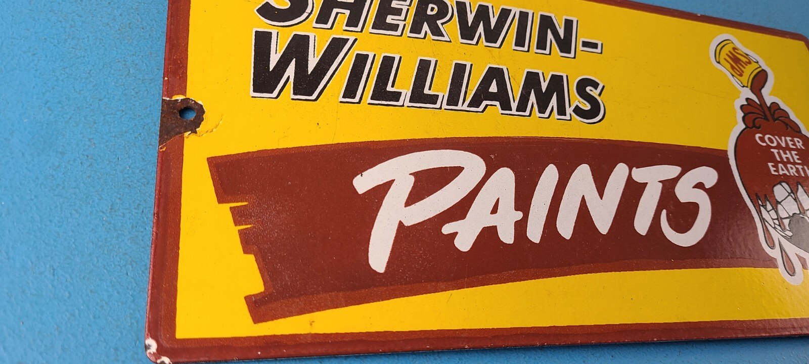 Vintage Sherwin Williams Sign - Custom Paints Porcelain Gas Oil Pump Sign - Image 6
