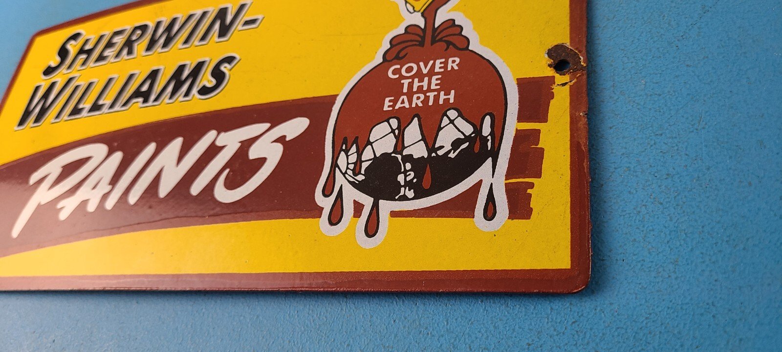 Vintage Sherwin Williams Sign - Custom Paints Porcelain Gas Oil Pump Sign - Image 9