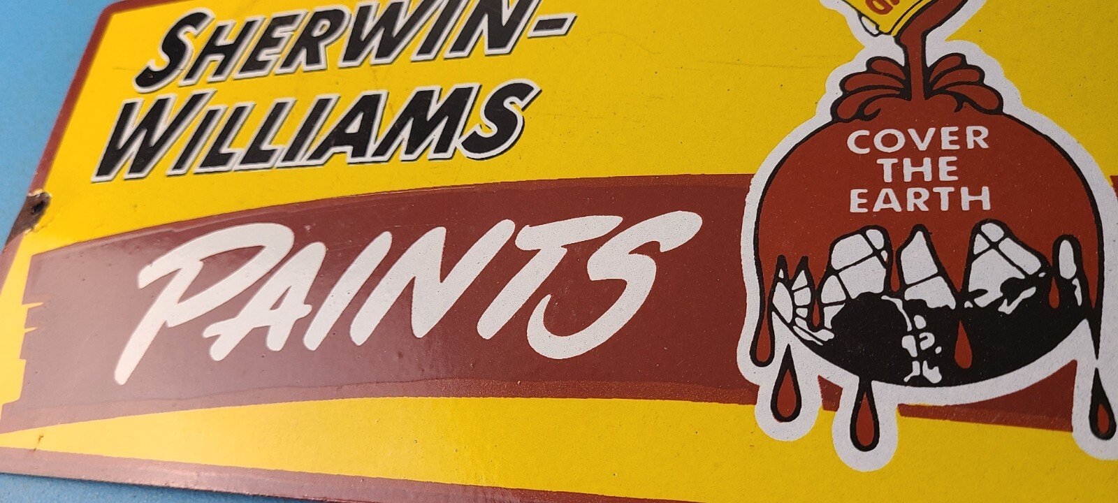 Vintage Sherwin Williams Sign - Custom Paints Porcelain Gas Oil Pump Sign - Image 10