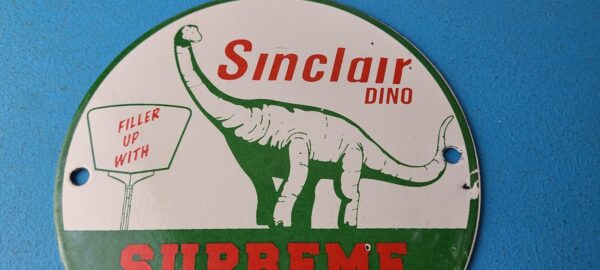 Vintage Sinclair Gasoline Sign Supreme Gas Pump Porcelain Sign 305755500209 2