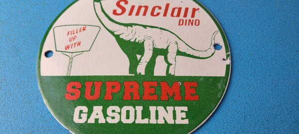 Vintage Sinclair Gasoline Sign Supreme Gas Pump Porcelain Sign 305755500209 3