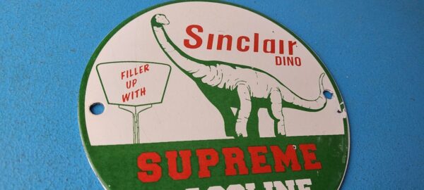 Vintage Sinclair Gasoline Sign Supreme Gas Pump Porcelain Sign 305755500209 5