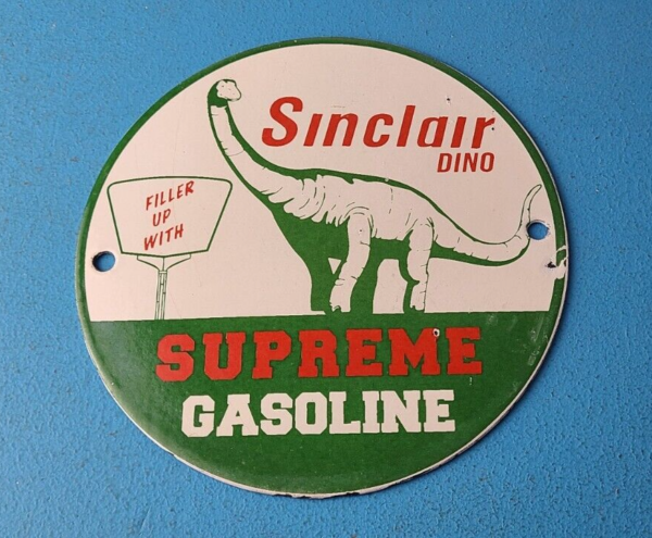 Vintage Sinclair Gasoline Sign Supreme Gas Pump Porcelain Sign 305755500209