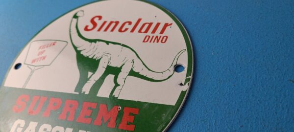 Vintage Sinclair Gasoline Sign Supreme Gas Pump Porcelain Sign 305755500209 8