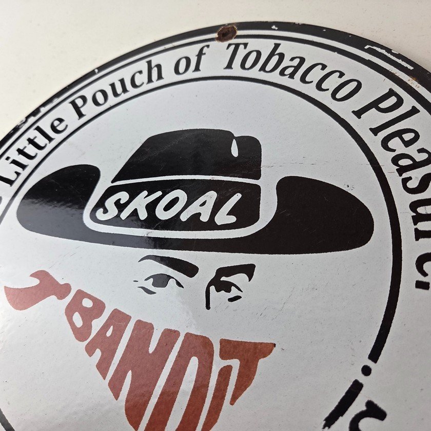 Vintage Skoal Sign - Tobacco Chew Gas Pump Display Porcelain Ad Sign - Image 12