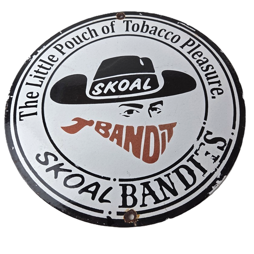 Vintage Skoal Sign - Tobacco Chew Gas Pump Display Porcelain Ad Sign